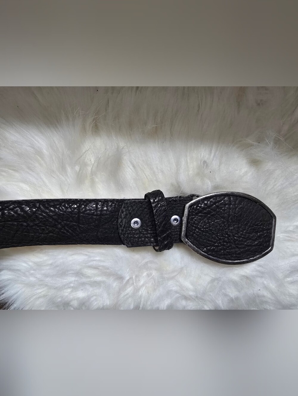 Black Leather Men’s Belt with Silver Buckle